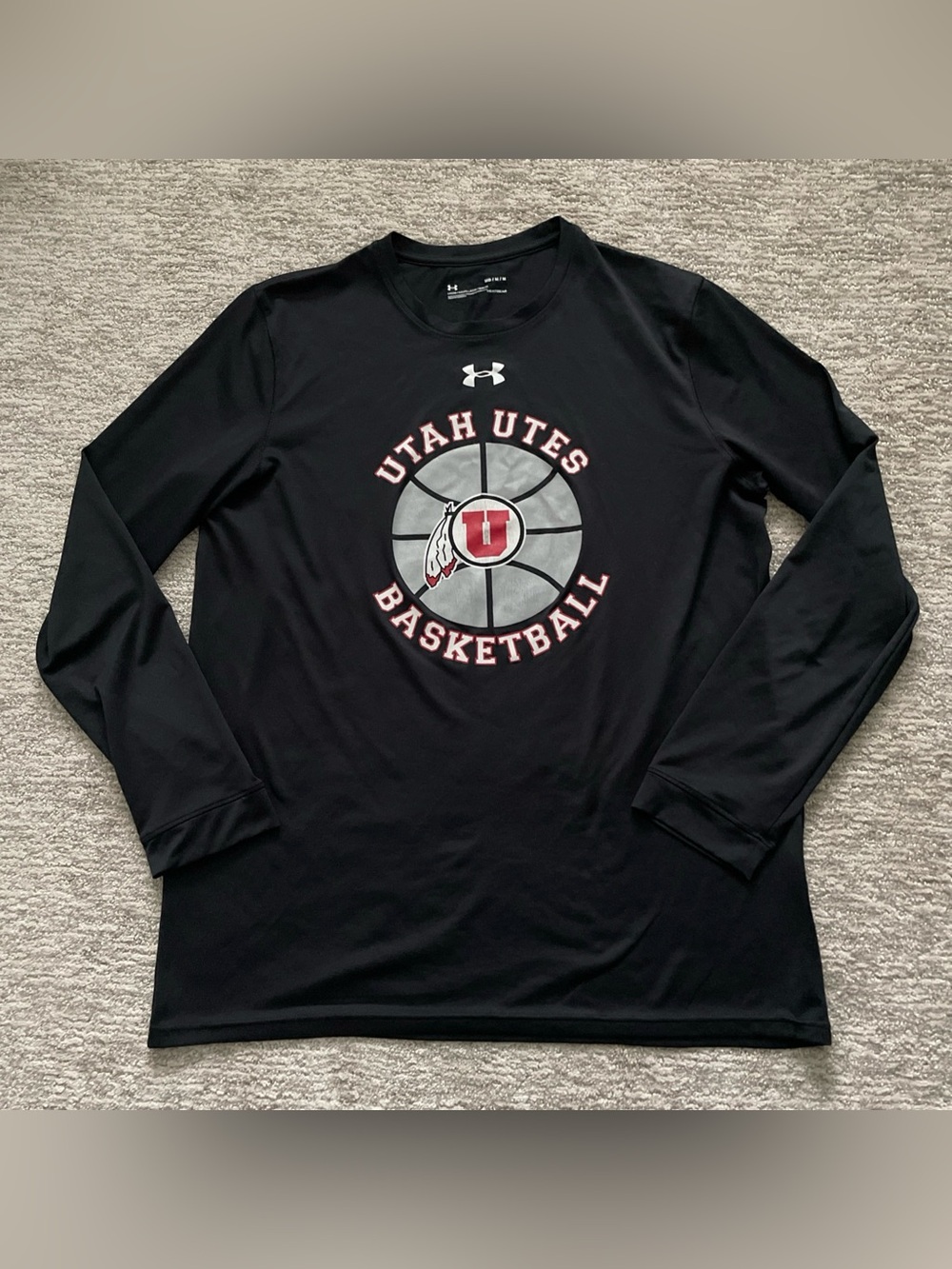 Utah Utes Basketball Under Armour Long Sleeve Shirt Black Lightweight Medium